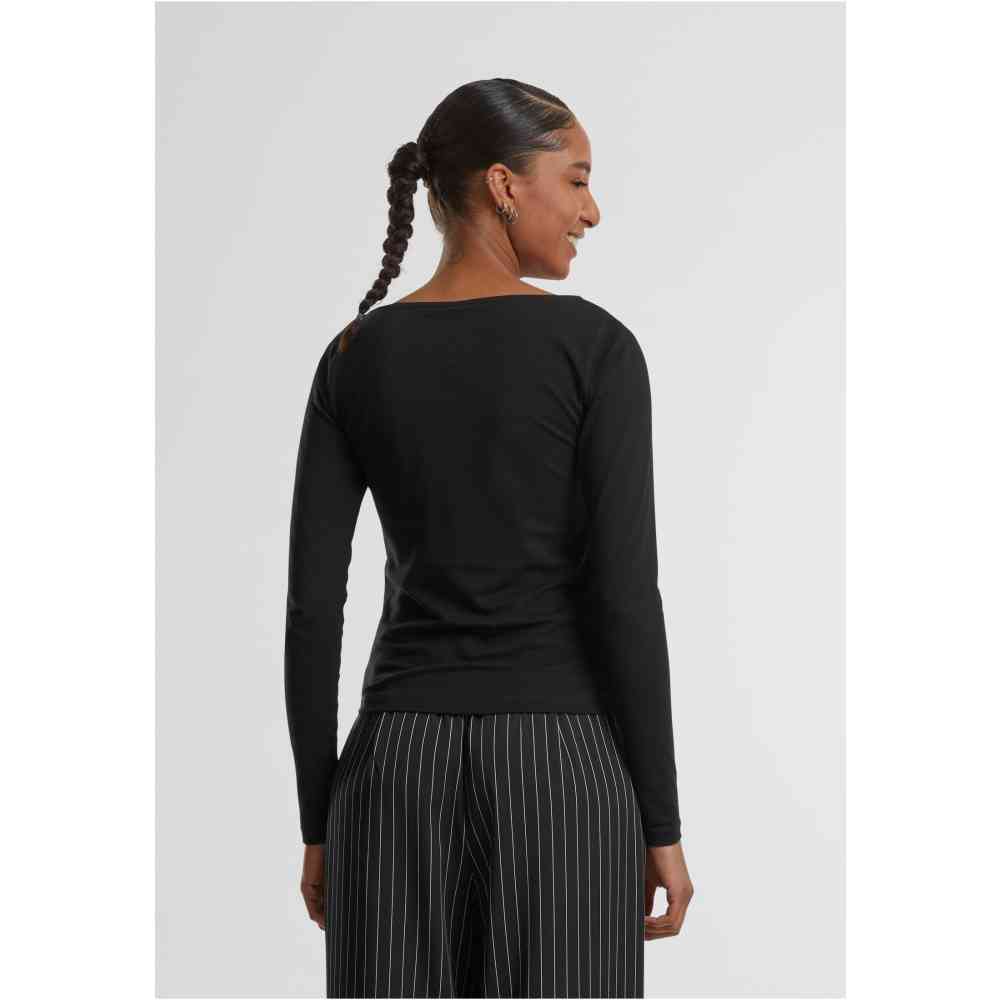 Urban Classics - Wide Neck Top à manches longues - Noir